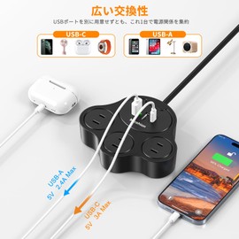 Cat Paw Shaped Power Strip, Lotus Root, Pink, USB Outlet, Extension Cord, 3 Sockets, 3 x USB-C (USB-C 20W, PD3.0, Rapid Charging), 1500W/13A, 180° Swing Plug, Lightning Surge Guard, Office, Home,