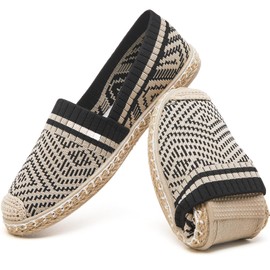 HEAWISH Ballet Flats for Women Loafer Slip on Shoes,Breathable Womens Shoes Dressy Casual Espadrilles for Women Rope Loafer Flats(Black,US8)