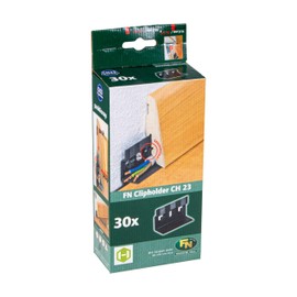 Gedotec Clipholder CH23 Mounting Clips for Skirting Boards with Cable Duct | Invisible Angle Attachment | Plastic Black | 1 Pack of 30 Mounting Strip Clips with Screws & Dowels