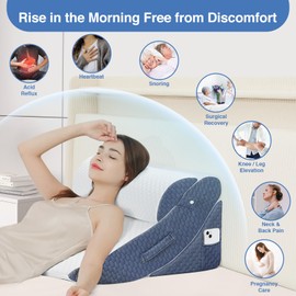 Welzona 4Pcs Orthopedic Bed Wedge Pillow Set for Post Surgery, Gel-Infused Memory Foam Layer Wedge Pillow for Sleep Apnea, Leg, Knee, Back, and Arm Support, Sit up Pillow for Bed