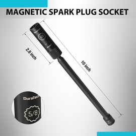 DURATECH 5/8" Swivel Magnetic Spark Plug Socket, 1MM Thin Wall Spark Plugs Socket with 12-Point, Enhanced Magnetic Head & Manganese Phosphate Coating, 3/8" Drive x 10" Total Length, Cr-V Steel Made