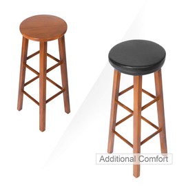 Shinnwa Bar Stool Cushion Round Foam Padded Seat Cushions Waterproof Leather Bar Stool Covers with Elastic and Non Slip Bottom 12 Inch Black