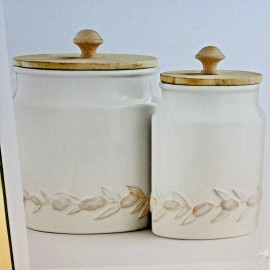 Martha Stewart Collection La Dolce Vita Textured Canisters, Set of 2 -WHITE