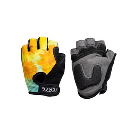 Terry Cycling Gloves for Women, T-Gloves LTD Prints, Ladies Cycling Gloves Half Finger Gel Padded Mountain Bike Glove - Sunbeam II, Large