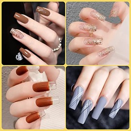 Paquete de 2 uñas acrílicas postizas transparentes y naturales, media cubierta, 10 tamaños, 500 unidades, uñas artificiales francesas a presión, manic