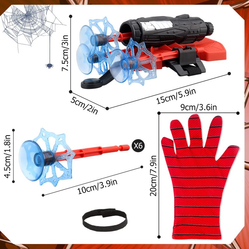 ariel-gxr Spider Web Shooter, Spider Launcher Gloves Toy with 6*Darts,Launcher