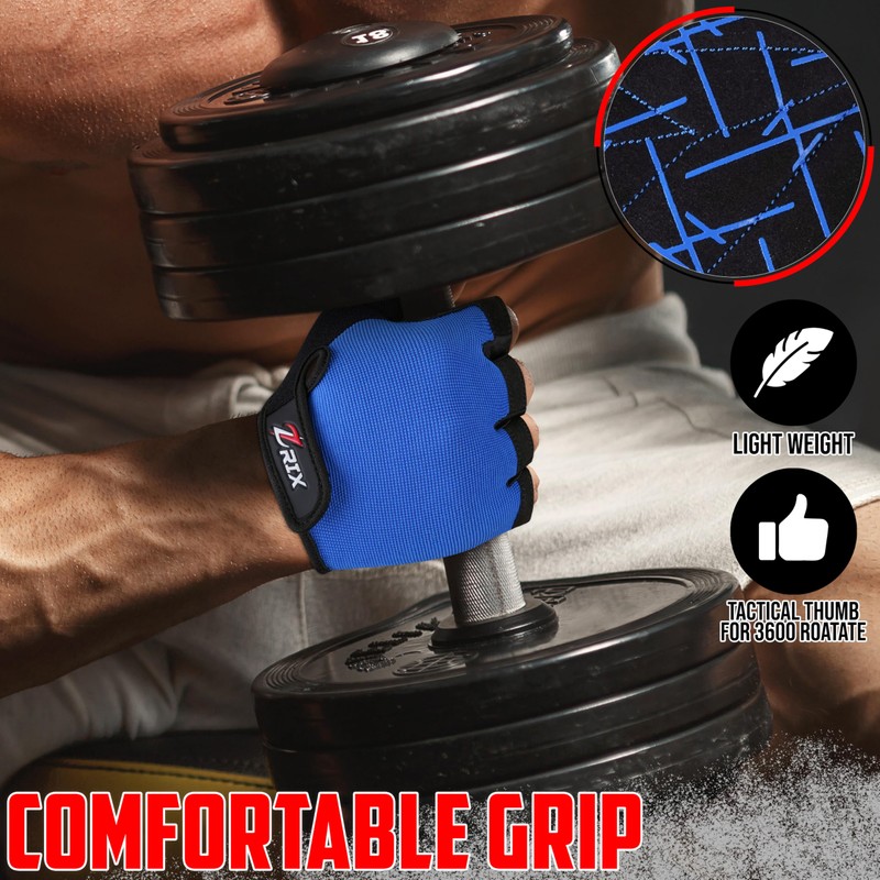 ZRIX Gym Gloves (Blue, Medium)