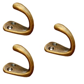 MAGICLULU 3pcs Copper Wall Hooks Multifunctional Heavy Duty Clothes Hanging Hooks for Coats Hats Towels Vintage Design for Bathroom Bedroom Closet Organization