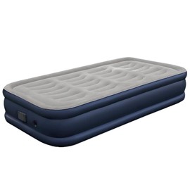 Buric Luxury Queen Air Mattress with Built-in Pump,Comfort Blow up Mattress with Pillow,Fast & Easy Inflatable Mattress, Foldable Blow Up Mattress with Storage Bag (Blue Gray, Single)