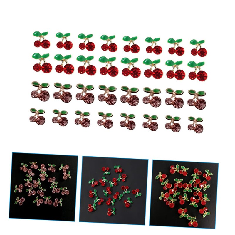 Abaodam 2sets Nail Pearls Gems DIY Charms for Women Cherry