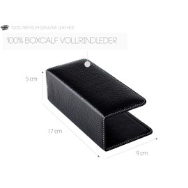 DELMON VARONE - Letter Stand Made of Premium Leather Soft Grain Black, Document Stand for Storing Letters, Documents and Brochures, Organiser for Desk and Office with Metal Insert