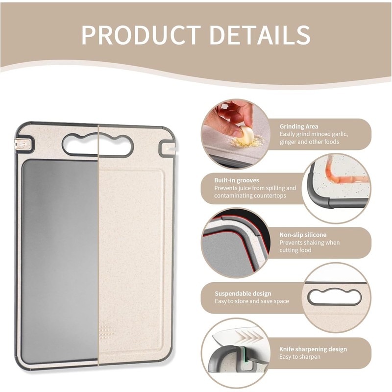 Shirokai Multi-Functional Double-Sided Cutting Board | Premium Titanium & Eco-Friendly