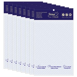 Watersay 8 Pack Scout Badges Patches Adhesive Cut to Fit Freestyle Double Sided Scout Patches Magic Adhesive Washable Stickers for Fabric Clothing, No Sew No Iron(Blue)