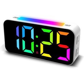 Alarm Clocks for Bedrooms Heavy Sleepers, Digital Clock with Night Light, Large Display, Dual Alarm, Snooze, Dimmable Bedside Alarm Clock for Kids Teens Boys Girls (White)