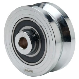 Sidco Supply 3" Inch V-Groove Wheel Solid Steel Sliding Gate Wheel Heavy Duty Track  (Chrome)