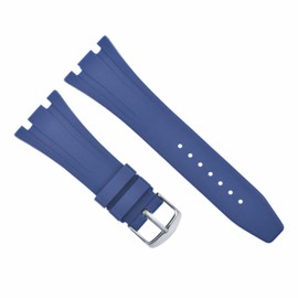 Ewatchparts 26mm Ap Rubber Band Strap Compatible With 41mm Audemars Piguet 15300 Royal Oak Offshore Blue