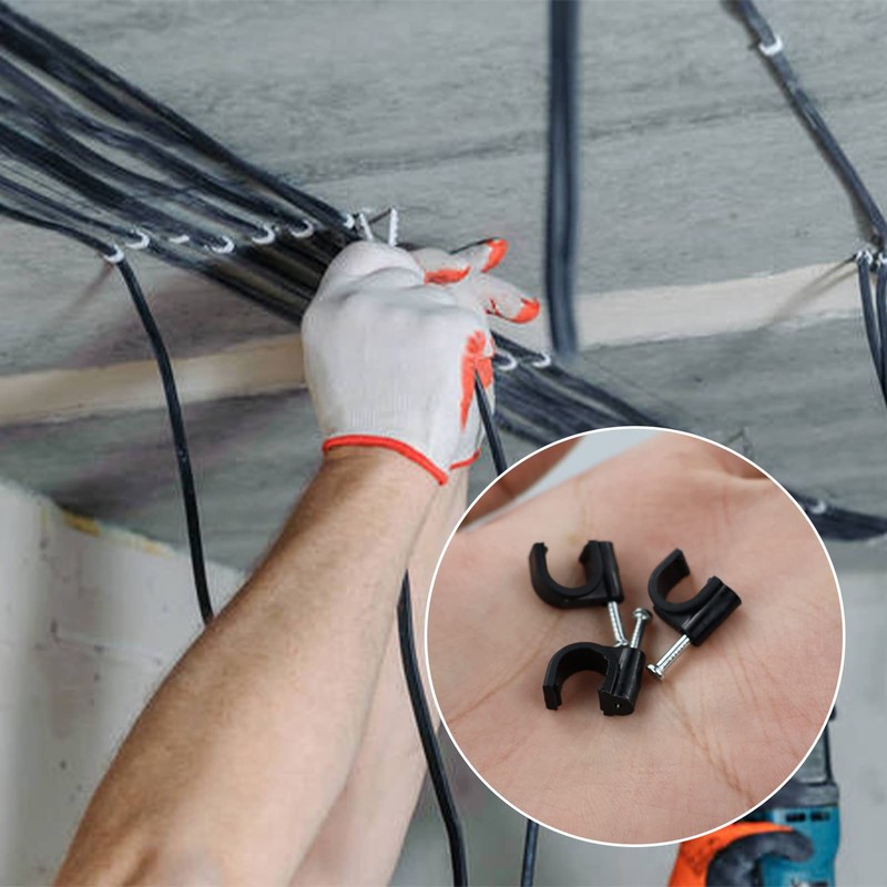 Round Cable Clips, 8MM Electrical Cable Wall Clip - Nail
