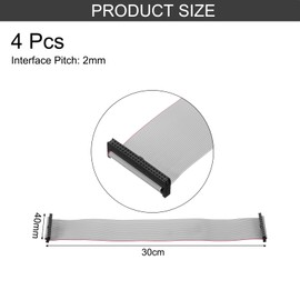 sourcing map 4 Pcs IDC Flat Ribbon Cable, 2mm Pitch 40mm Width 30cm Long 40 Pin FC to FC Flat Ribbon Connector Jumper Wire for PC, LED Displays
