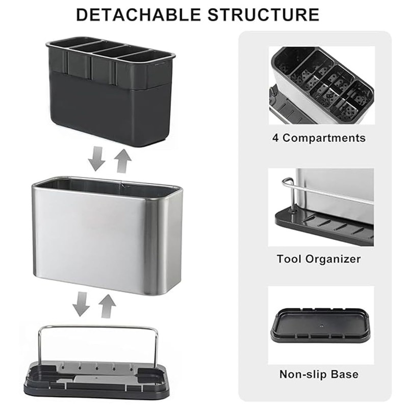 PELLUM Sponge Holder for Kitchen Sink, Stainless Steel Rustproof, Sink