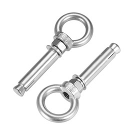 sourcing map M10 x 80 Expansion Eyebolt Eye Nut Screw with Ring 304 Stainless Steel Anchor Raw Bolts 2 Pcs