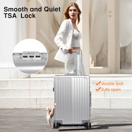 VentureVault All Aluminum Carry On Luggage，Hard Shell Carry On Luggage, Zipperless Luggage Aluminum Suitcase Luggage, luggage carry on (sliver, 20inch)