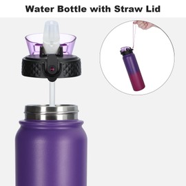 OLDLEY Stainless Steel Water Bottle with Straw, Vacuum Insulated Large Water Bottle, Metal Water Bottles, 1 Litre, Leak-Proof, Keeps Hot Cold, for Sports, Gym, Camping, Adults, Women