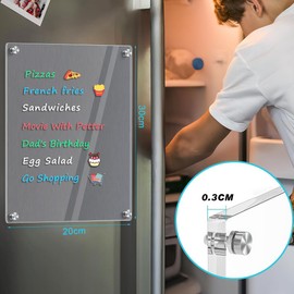 Transparent Acrylic Dry Erase Board 12"X 8" Magnetic Dry Erase Board for Refrigerator with 8 Dry Eraser Markers (Clear Blank)