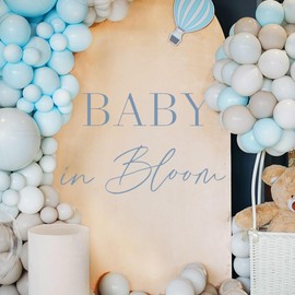Baby in Bloom Party Decal Sign - Gender Reveal Girl or Boy Baby Shower Decal Sign, Pregnancy Wall Decoration (Baby in Bloom Blue)