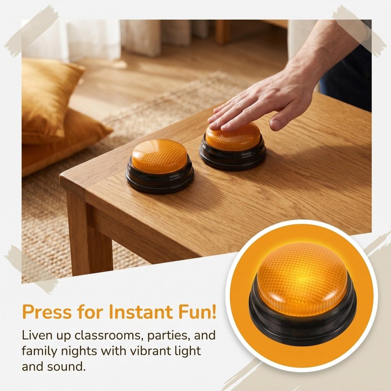 ABOOFAN 2Pcs Game Show Buzzers with Light and Sound Quiz