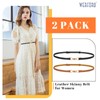 WERFORU 2 Pack Women Skinny Leather Belt Adjustable Thin Waist
