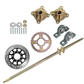 TJHSM 44 Rear Axle Shaft Kit with Chain Sprocket Brake Disc Pillow Block Wheel Hub for ATV Quad Go Kart Golf Cart