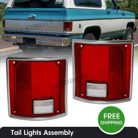 autobots Tail Light Lamp Red Lens Pair Set For 1973-1991 Chevy C10 C20 C30 K10 Blazer DOT