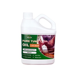 NetLea Pure Tung Oil for Wood Finishing,Zero VOC for Furniture & Countertop,100% Pure for Indoor & Outdoor Unfinished Bare Wood, Furniture,Floors etc (Tung Oil, 17OZ)