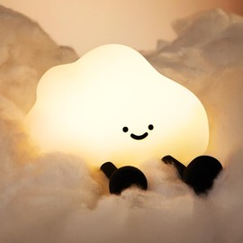 aickervoruis Cloud LED Night Light for Kids, Rechargeable Silicone Squishy Lamp, 3-Level Dimmable Nursery Nightlight with Timer & Touch Sensor, Cute Bedroom Decor