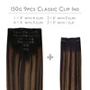 WENNALIFE Clip in Hair Extensions, 150g 18 Inch 9pcs Balayage