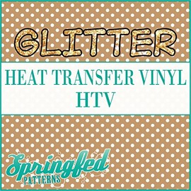GLITTER Polka Dot Pattern #1 in Gold & White Glitter Heat Transfer Vinyl 12"x18" Sheet of HTV for Shirts