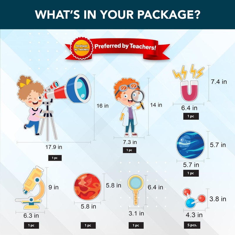 Decorably 48 Pcs Cutouts Science Bulletin Board Decorations Set with