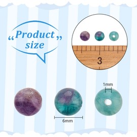 OLYCRAFT Natural Fluorite Beads 6 mm Fluorite Gemstone Energy Beads Round Loose Gemstone Beads for Bracelet Necklace Jewellery Making – Hole 1 mm Pack of 122