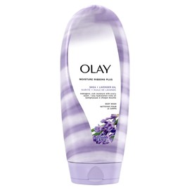Olay Body Wash for Women, Moisture Ribbons Plus, Deep Conditioning & Moisturizing Formula, Long Lasting Smooth Soft Skin, For All Skin Types, Shea Butter & Lavender Oil Scent, 18 fl oz