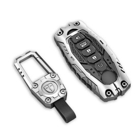 Cavlobe for Nissan Zinc Alloy Key Fob Cover,Keychain,Full Protection Car Key Case for Rogue Altima SR Armada SL Murano Maxima Pathfinder Titan Versa Infiniti Keyshell Accessories(NO.001-5 Silver)