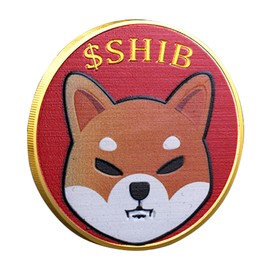 Naturiway 1Pcs Shiba Inu Coin, Shiba Commemorative Coin 24K Red and Gold Plated, 3mm SHIB Cryptocurrency, Collectible Coin with Protective Case, Blockchain Cryptocurrency, Home and Office Decoration