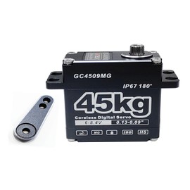 GOTECK 45KG Coreless Digital Servo, Large Torque 8.4V Full Metal Gear IP67 Waterproof Steering Servo with 25T Servo Horn for 1/6 1/8 1/10 RC Crawler Car, Robot,Boat,Truck Robot Parts (180 Degree)
