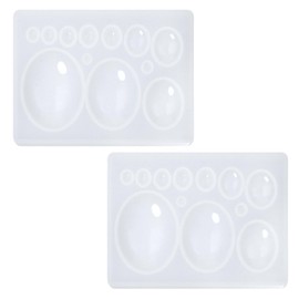 Shapenty 12 Cavities Cabochon Gem Silicone Oval Epoxy Resin Molds for Earring Pendant Keychain Necklace Jewelry Making Craft Projects (2)