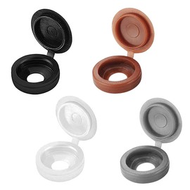 200Pcs Screw Covers White Plastic Screw Cap Hinged Fold Over Caps Rubber Dust Washer Flip Tops for M4-M8 (Black White Grey Brown)