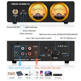 Douk Audio VU22 Dual Analog VU Meter Display DB Panel Music Spectrum MIC and LINE Sound Level Meter Audio Indicator