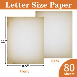 80 Sheets Vintage Paper, 8.5" x 11" Antique Stationary Paper for Writing, Letter Size Printer Paper, Double-sided Aged Parchment for Printing