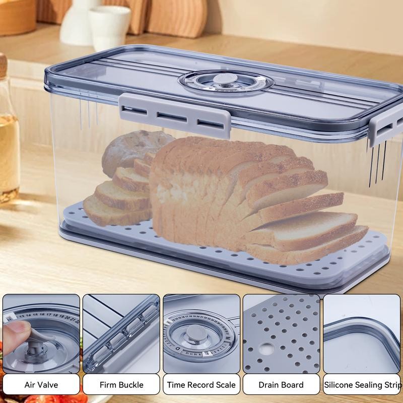 Bread Box Airtight Bread Boxes with Lid,Time Recording Bread Storage