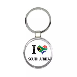 Gift Keychain : I Love South Africa Heart Flag Country Crest African Expat
