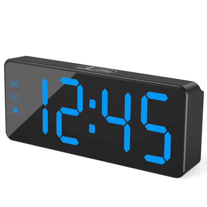 KWANWA Digital Alarm Clock with 3-Level Dimmer & Battery Backup