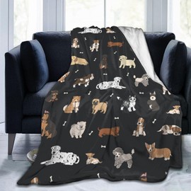 Wisedeal Puppy Dog Thermal Throw Blanket, All Season Super Soft Lightweight Animal Flannel Blanket for Men Women Teen Youth Sofa Couch Bed Office Travel Camping, 60 x 50 Inches